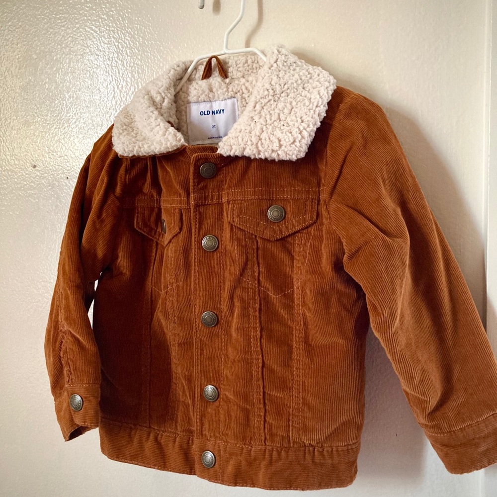Gap Kids Boys 2T Corduroy Coat w Sherpa lining EUC